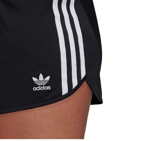 Adidas Women 3 Stripes Black & White Sports Shorts - Picture 1 of 8